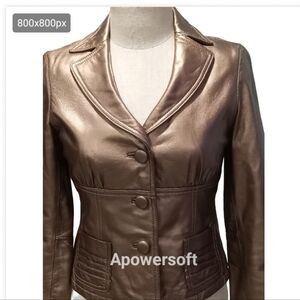 Ideology Metalic leather motto Cropped jacket size SP